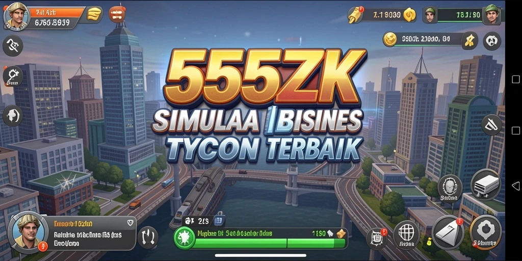 Screenshot gameplay 555ZK menampilkan aksi manajemen bisnis yang dinamis.