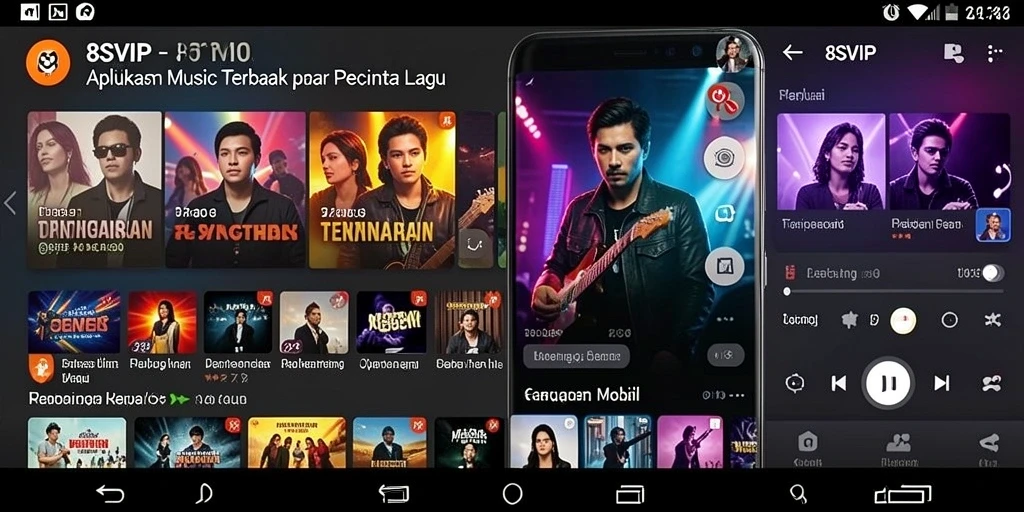 Tampilan utama 8SVIP dengan berbagai pilihan lagu.