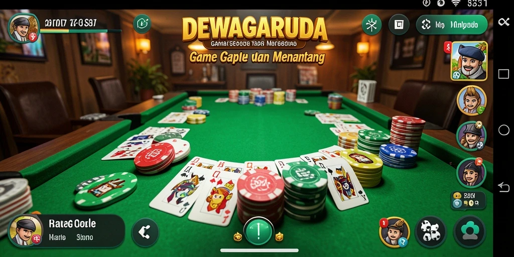 Tampilan gameplay seru dalam permainan Gaple DEWAGARUDA.