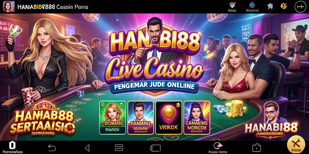 Screenshot gameplay menunjukkan dealer dan pemain yang berinteraksi di meja Live Casino.