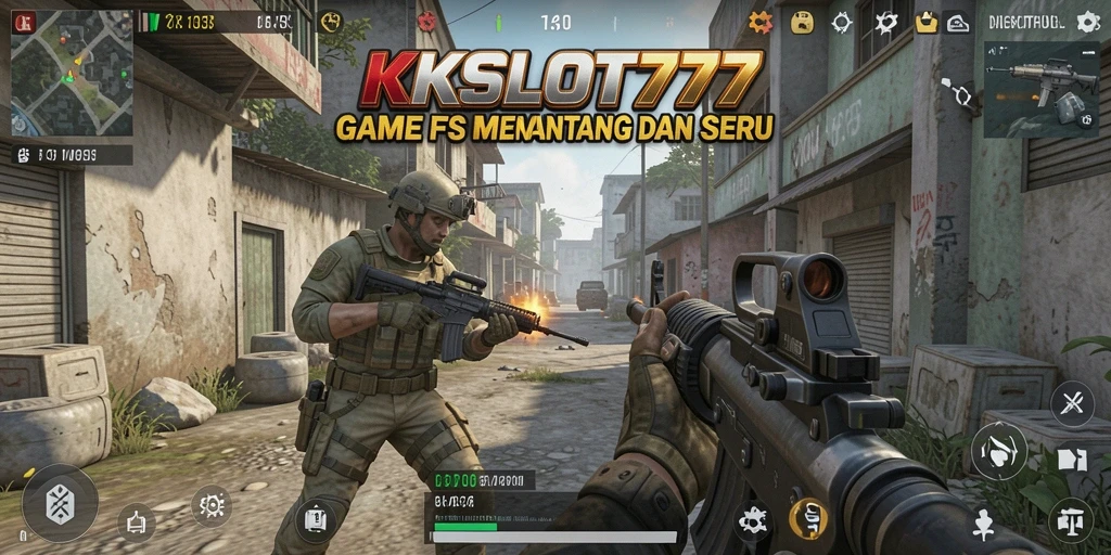 Gameplay mendebarkan KKSLOT777 dalam aksi FPS penuh.