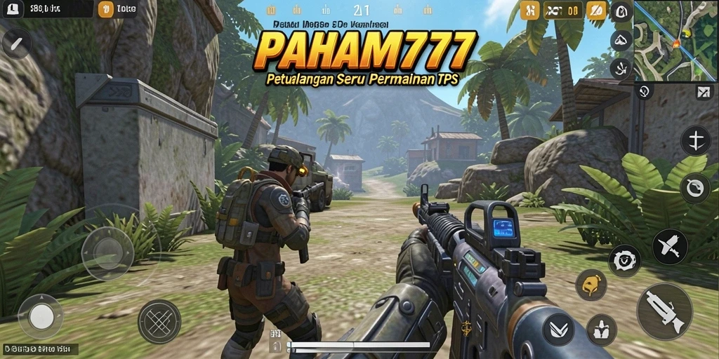 Screenshot utama PAHAM777 menampilkan aksi seru gameplay TPS.