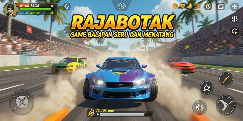 Tampilan gameplay balapan RAJABOTAK yang seru dan menantang.