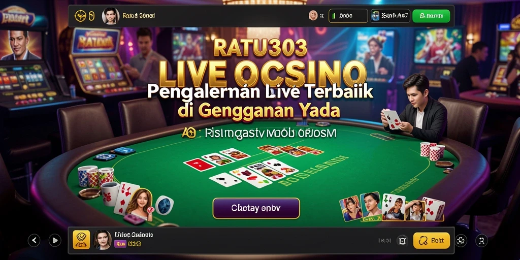 Screenshot gameplay Live Casino RATU303 menampilkan dealer langsung dan suasana kasino yang mengasyikkan.