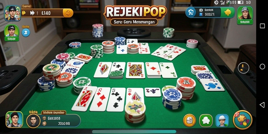 Tampilan gameplay seru di REJEKIPOP dengan suasana Gaple yang kental.